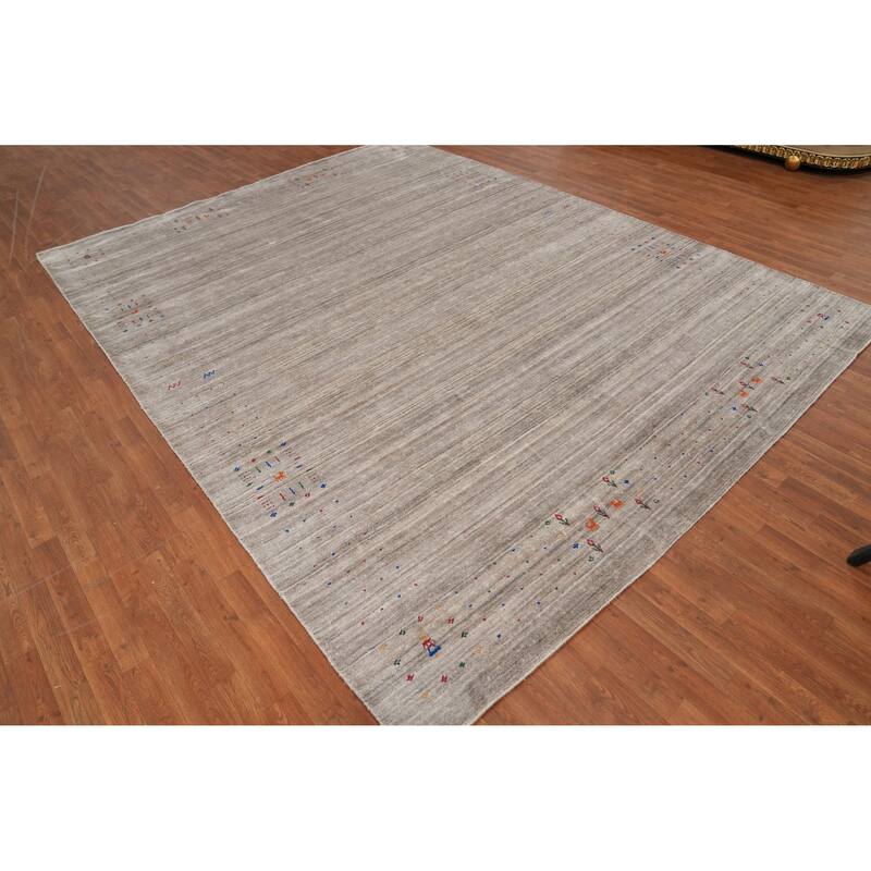 Hand Knotted Oriental 100% Wool Carpet Tribal Animal Pictorial Beige & Ivories Gabbeh Area Rug - 12' 2'' X 9' 2''