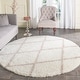 preview thumbnail 12 of 56, SAFAVIEH Montreal Shag Leefke Trellis 2-inch Thick Rug 6'7" x 6'7" Round - Ivory/Beige