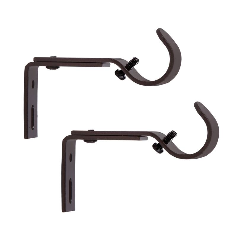 Kenney® 1" Adjustable Curtain Rod Mounting Brackets, Set of 2, Dark Brown