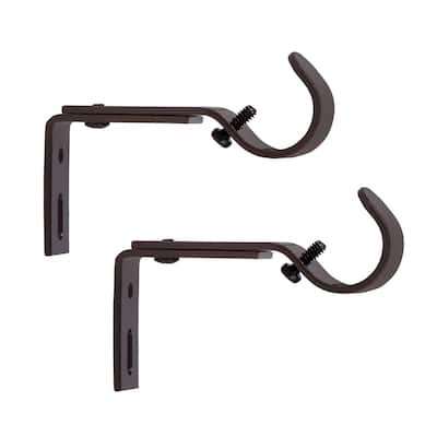Kenney® 1" Adjustable Curtain Rod Mounting Brackets, Set of 2, Dark Brown
