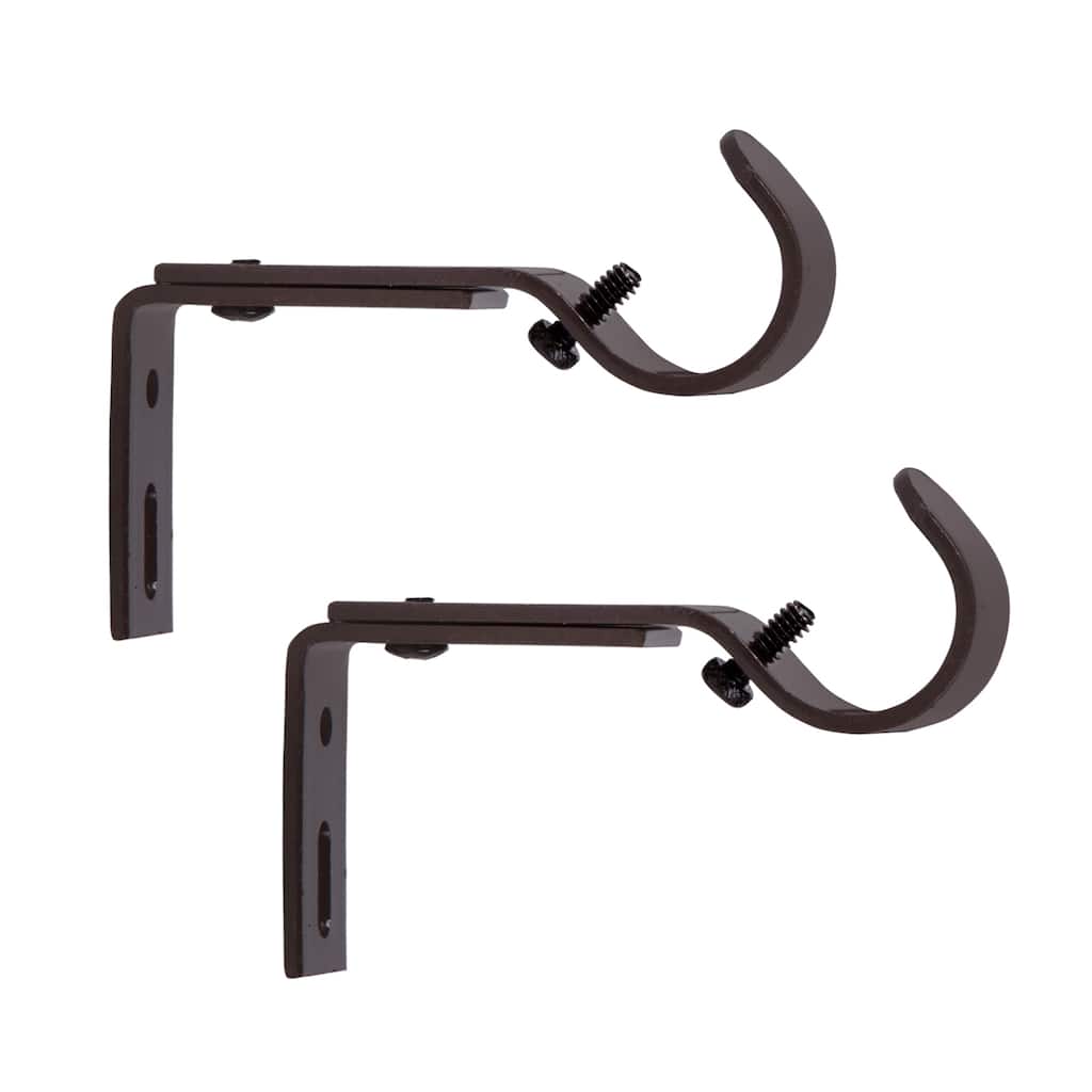 Kenney® 1" Adjustable Curtain Rod Mounting Brackets, Set of 2, Dark Brown