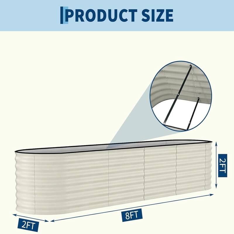 2-Pack 4x2x2FT Galvanized Steel Raised Garden Bed Kit for Vegetables Herbs and Flowers Beige