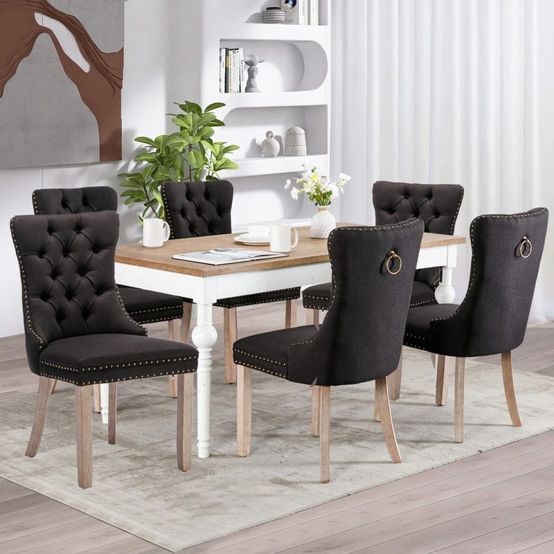 Tufted Naliheads Solid Wood Upholstered Dining Chairs (Set of 4)