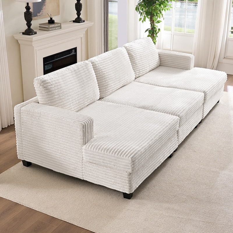 Mixoy Oversize Corduroy Fabric Convertible Modular 3-seater Sofa/Loveseat Sofa For Living Room