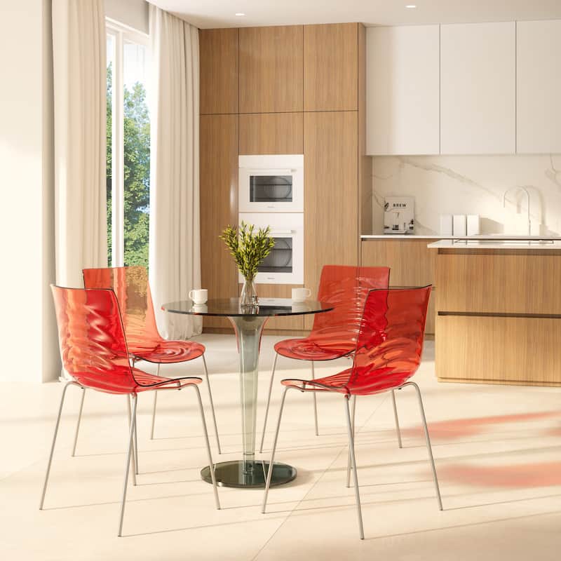 Plastic Dining Side Chair With Chrome Base Set of 4 Astor Series