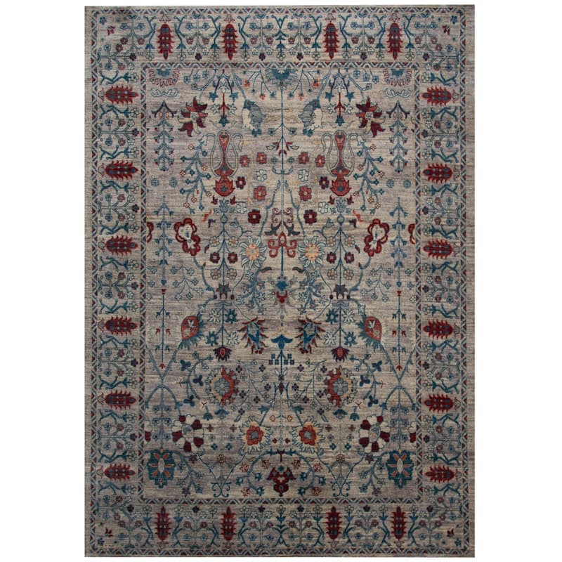 Alora Decor Sawyer Grey/Blue Tribal Wool Area Rug