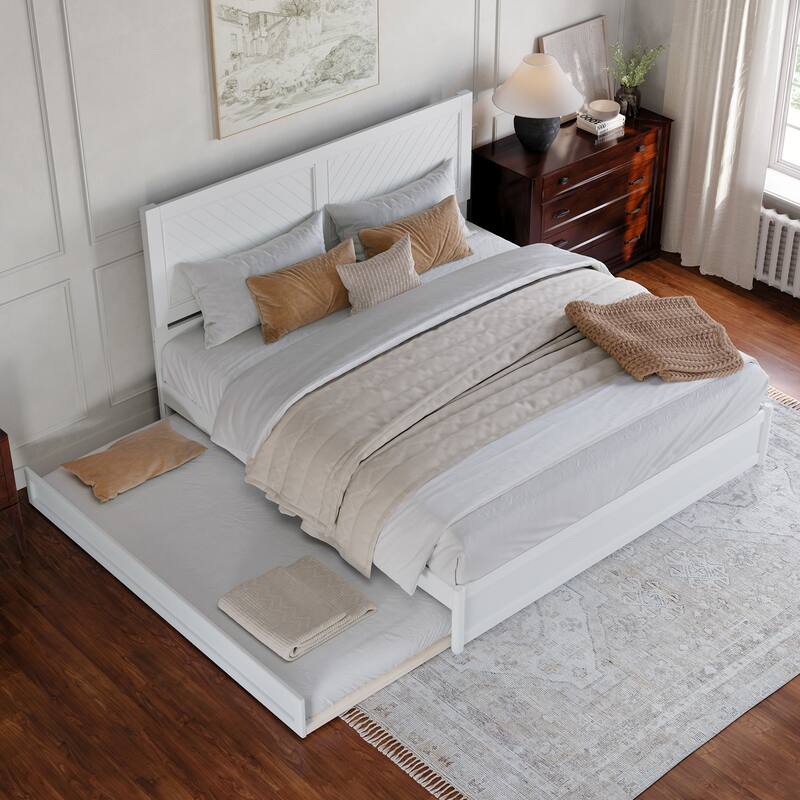 Clayton Platform Bed with Panel Footboard and Twin XL Trundle