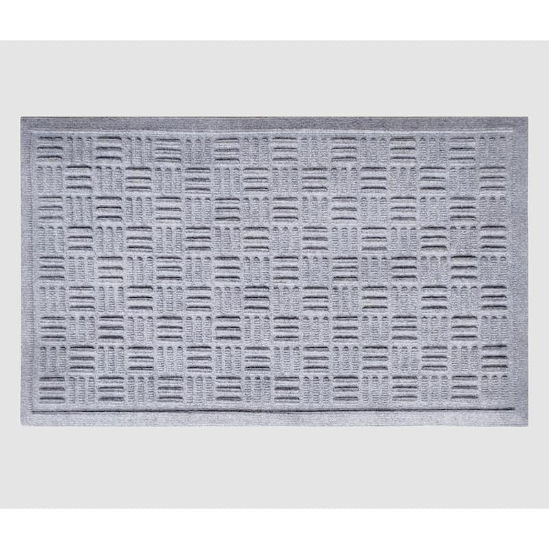A1HC New All Weather Superior Dirt and Moisture Absorbing Polypropylene Door Mat with Non-Slip Backing for Inside Outside Use - 18"x30" - Light Gray