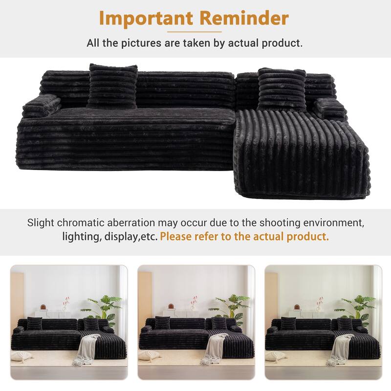 110" Cloud Sectional Sofa Free-Combined Faux Upholstered Modular Couch with Pillows for Living Room