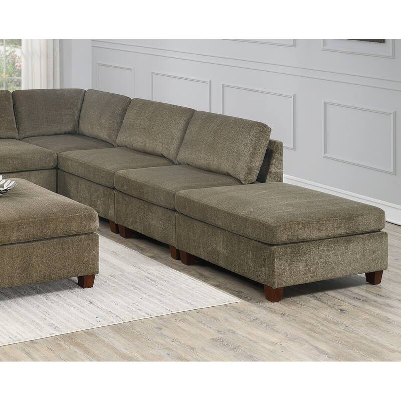 Modular Living Room Furniture Ottoman Ash Chenille Fabric 1pc Cushion Ottoman Couch