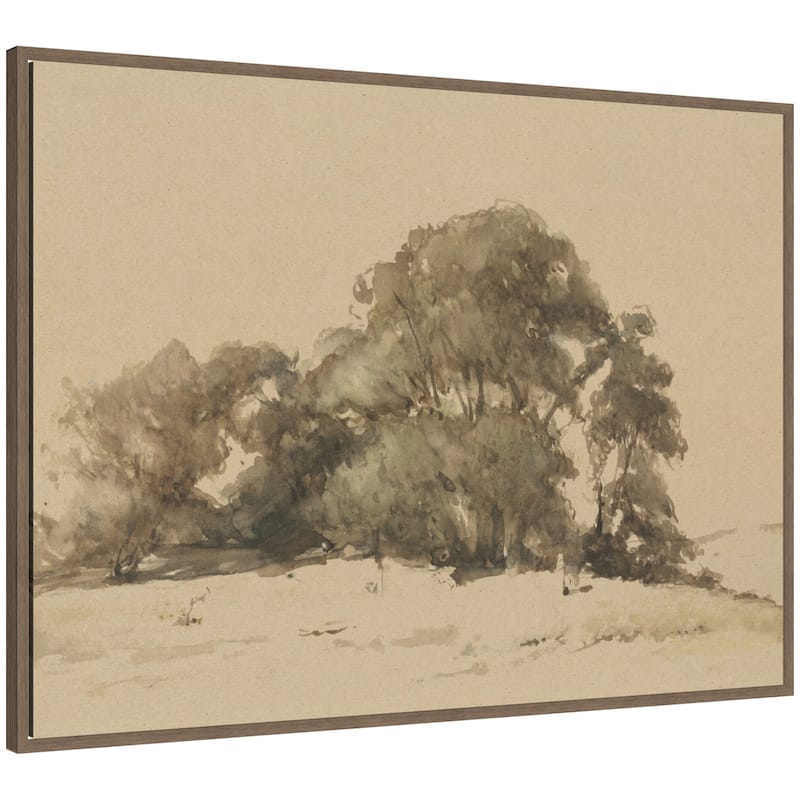 Kate and Laurel In de duinen bij Wassenaar 1875 Johannes Bosboom by Nostalgia Prints Framed Canvas Wall Art Print - 38 x 28 - Walnut