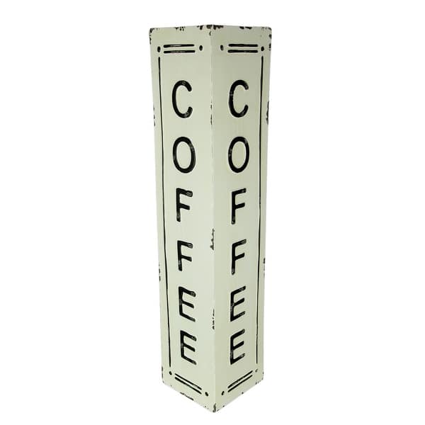 Black And White Pressed Tin 2 Sided Vertical Coffee Sign Bed Bath