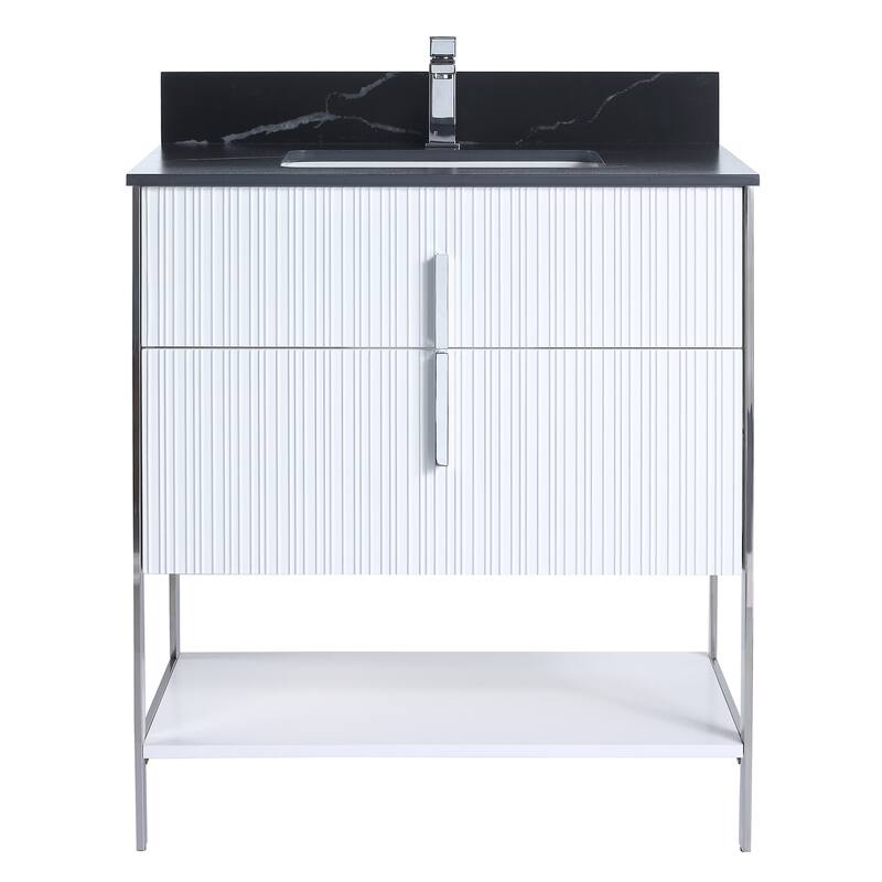 Fine Fixtures Serenity Modern Bathroom Vanity with Black Sintered Stone Top