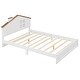 preview thumbnail 48 of 46, Bedroom Solid Wood Platform Bed House-Shaped Headboard Walnut Roof with LED Window Bed Frame Platform No Box Spring Needed