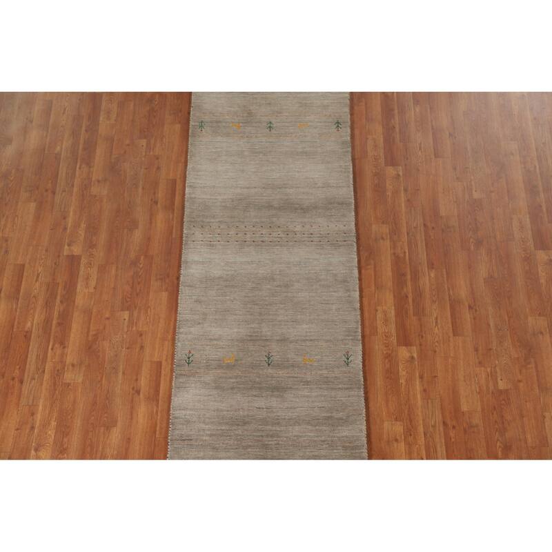 Tribal Gabbeh Indian Runner Rug Handmade Wool Carpet - 2'9"x 9'10"