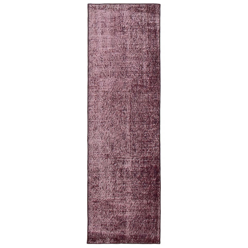 ECARPETGALLERY Hand-knotted Color Transition Burgundy Wool Rug - 2'4 x 8'4
