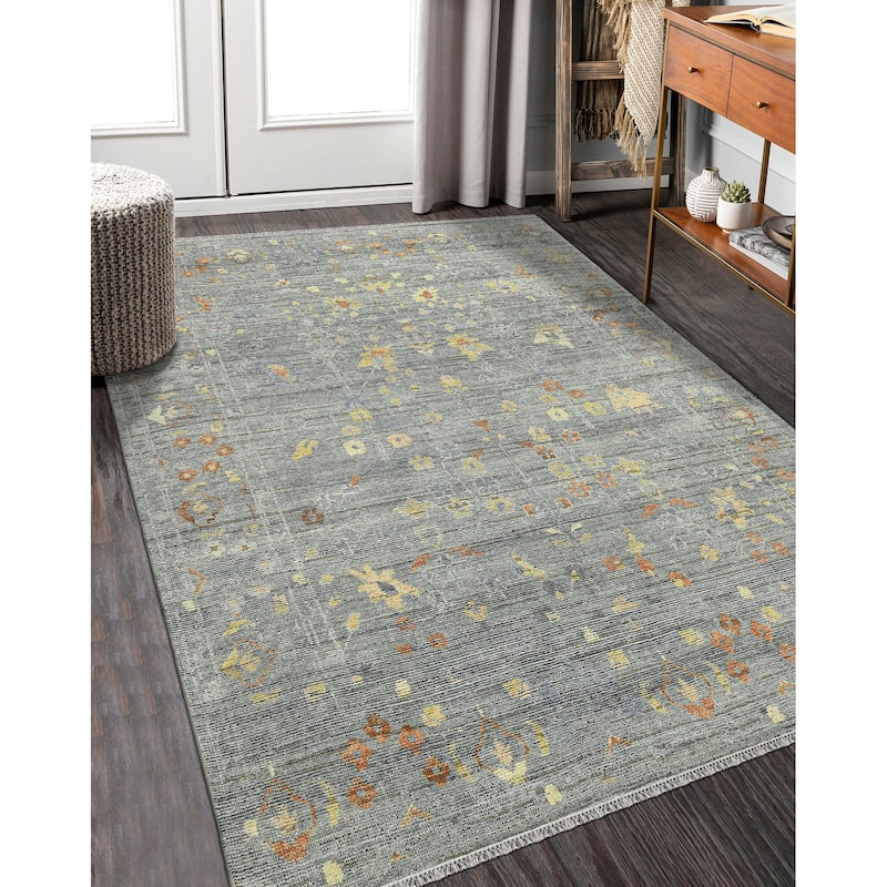Jwell Bressa Transitional Floral Hand-Knotted Area Rug - 10' x 14'