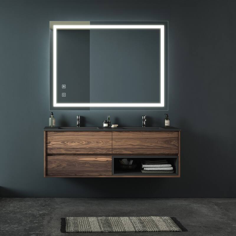 Bathroom LED Cosmetic Mirror with 3 Adjustable Color Temperatures - 36"x28"
