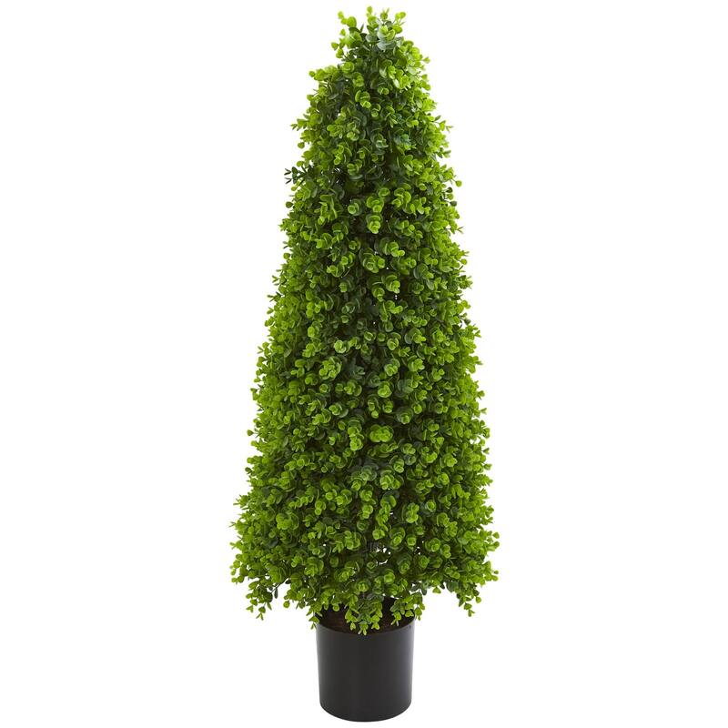 Eucalyptus Topiary Tree 4Ft - Artificial Indoor Outdoor Plant Décor - Green