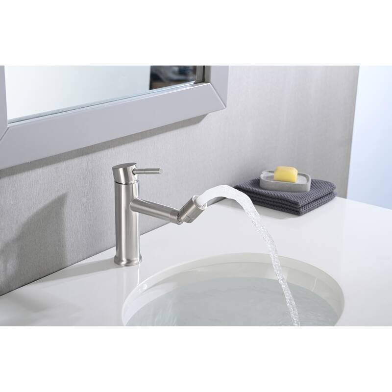 Single Handle Bathroom Sink Faucet with 360° Swivel Aerator and Dual Water Flow Mode, Anti Corrosion and Scratch Resistant