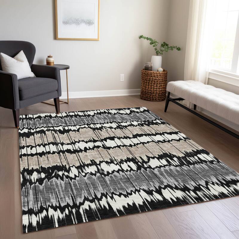 Machine Washable Indoor/ Outdoor Chantille Abstract Ombre Rug