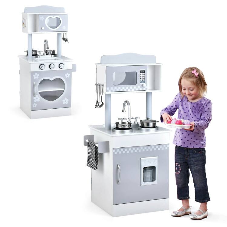 Chef Pretend Kitchen Playset with Cooking Oven and Sink for Toddlers - 17.5" x 15.5" x 36.5"(L x W x H)
