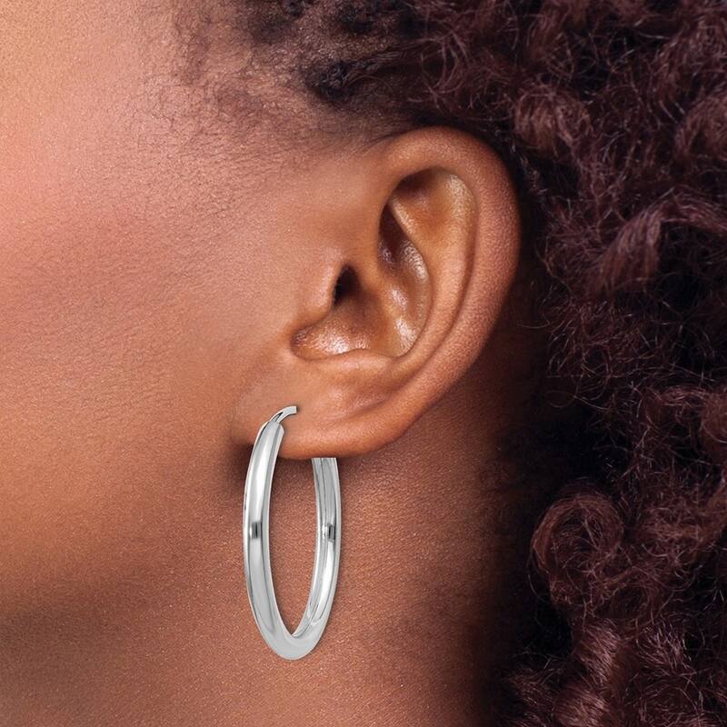Curata 14k White Gold Polished Endless Hoop Earrings - 17x17mm