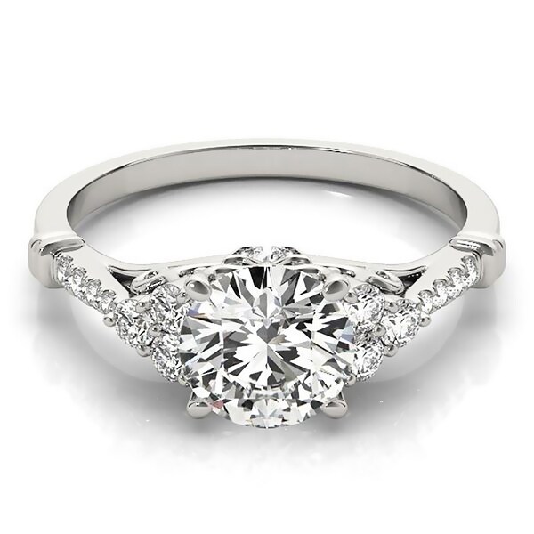 Auriya 14k Gold Vintage 1/2ct Round Moissanite and 1/5ctw Diamond Engagement Ring. Opens flyout.