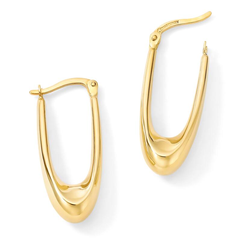 Clover 14K Yellow Gold Graduated Hoop Earrings - High-Polish or Diamond-Cut