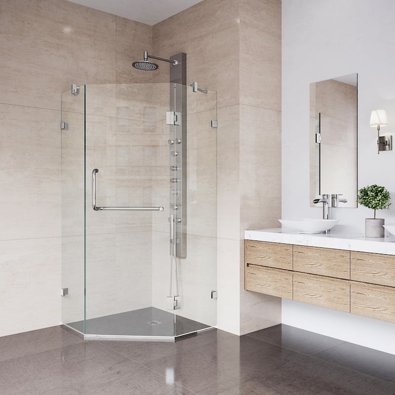 VIGO Piedmont 34"D x 34"W x 73"H Frameless Hinged Neo-Angle Shower Enclosure