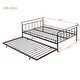 preview thumbnail 14 of 40, Metal Daybed with Trundle Bed and Curved Handle