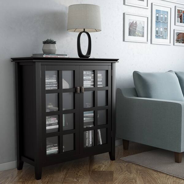 slide 2 of 18, WYNDENHALL Stratford Solid Wood Transitional Medium Storage Cabinet - 38"w x 16.1"d x 40.6" h Black