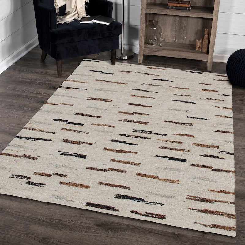 Sevita Modern Abstract Hand-Woven Wool/Cotton Area Rug