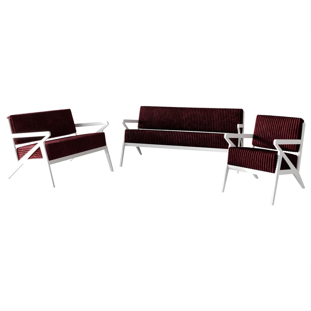 CraftPorch Chic Modern Velvet 3-Piece Upholstered Living Room Set