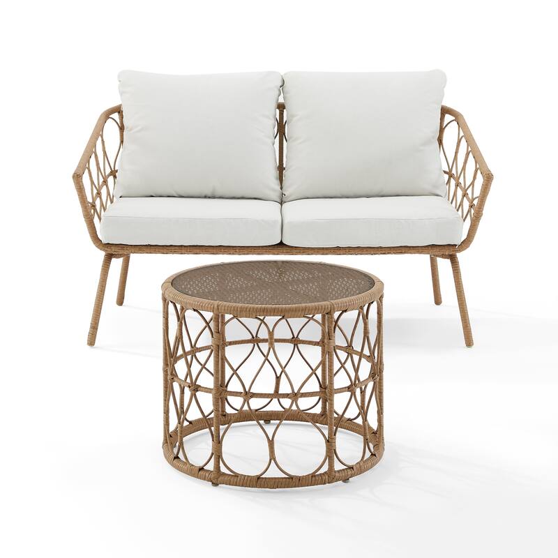 Juniper 2Pc Outdoor Wicker Conversation Set - 67"x54.5"x36"