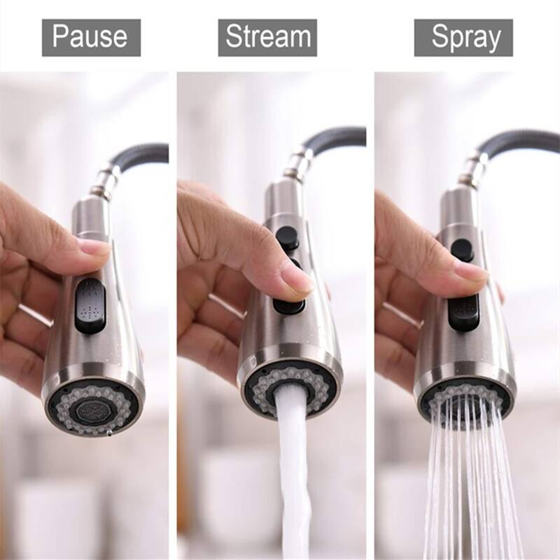 Single-Handle Pull-Down Sprayer Kitchen Faucet with Soap Dispenser