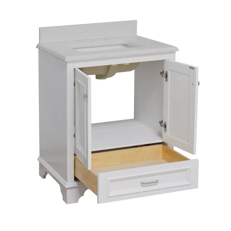 KitchenBathCollection Nantucket 30" Bathroom Vanity with Quartz Top