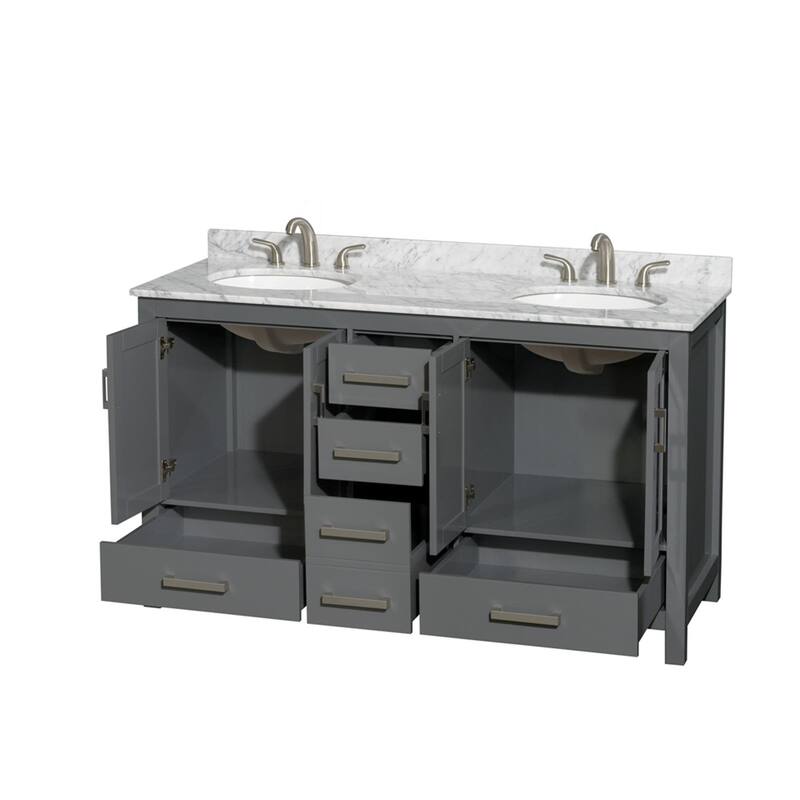 Wyndham Collection Sheffield 60" Freestanding Vanity Set with Hardwood