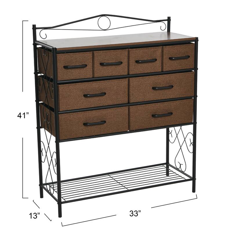 Household Essentials Victoria Dresser Table Storage Organizer with 8 Drawers and Shoe Shelf