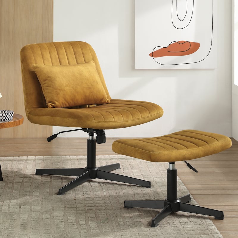 Art Leon Swivel and Adjustable Accent Chair with Ottoman
