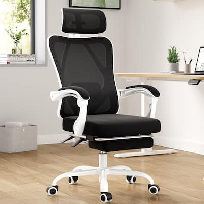 Ergonomic Office Chair with Footrest, Office Desk Chair with Headrest, High Back Computer Chair with Adjustable Lumbar Support