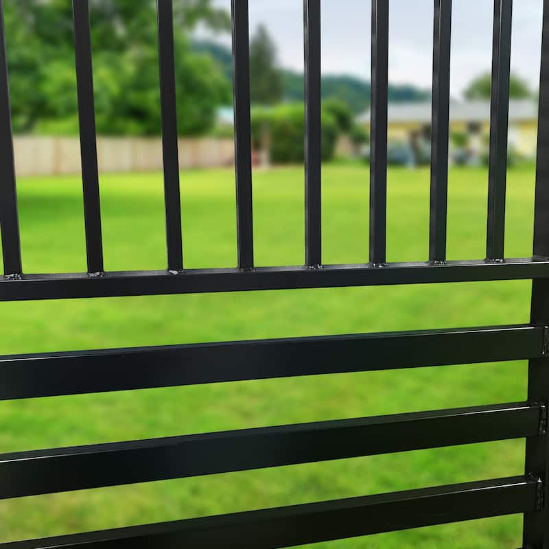 ALEKO Barcelona Style Garden Yard Steel 16 feet Fence Set of 2 Panels Black