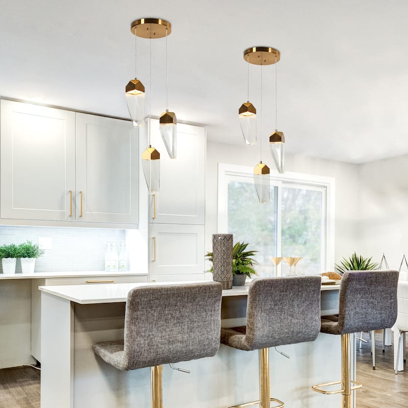 Modern LED 3-Light Chandeliers Island Pendant Lights for Kitchen Island - Gold