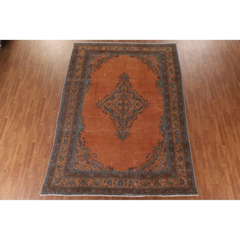 Hand Knotted Oriental 100% Wool Carpet Traditional Medallion Oranges & Rust Tabriz Area Rug - 11' 8'' X 8' 5''