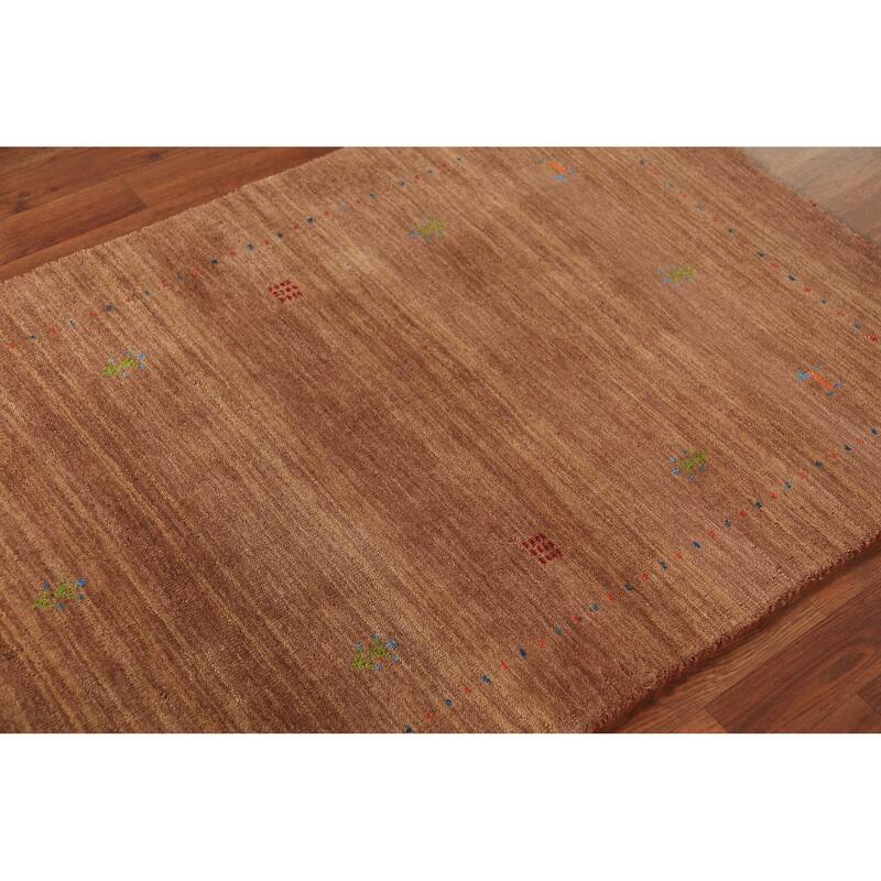 Tribal Gabbeh Indian Foyer Rug Hand-Knotted Modern Wool Carpet - 3'2" x 4'11"