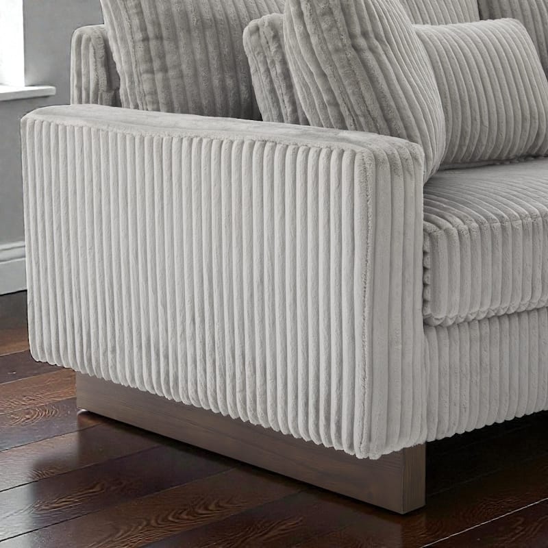 80.31" Modern Corduroy Loveseat Sofa with 4 Pillows, Upholstered Couch with Deep Seat for Living Room
