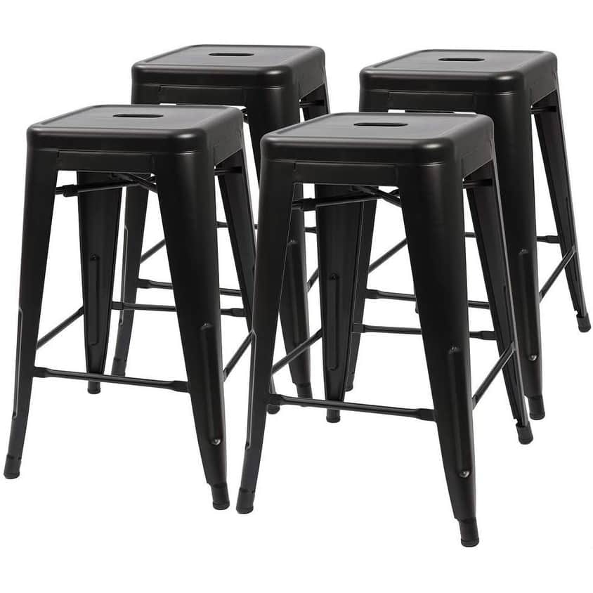 Homall 24 Inches Metal Bar Stools Height Stackable Stools Set of 4 - N/A