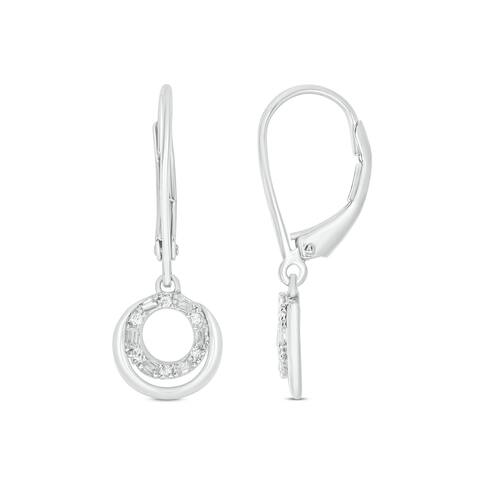 Cali Trove 1/6ct Round Baguette White Diamond 925 Sterling Silver Circle Dangle Earrings for Women