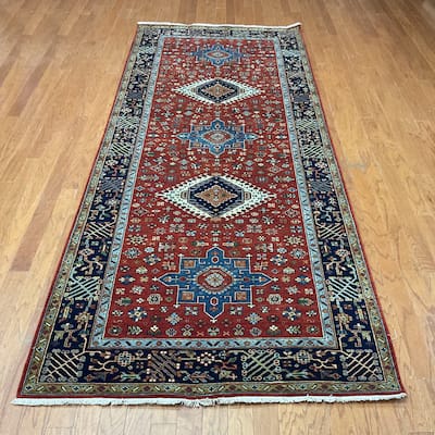 HERAT ORIENTAL Handmade 4' x 9'10 Karaja Wool Runner - 4' x 9'10"
