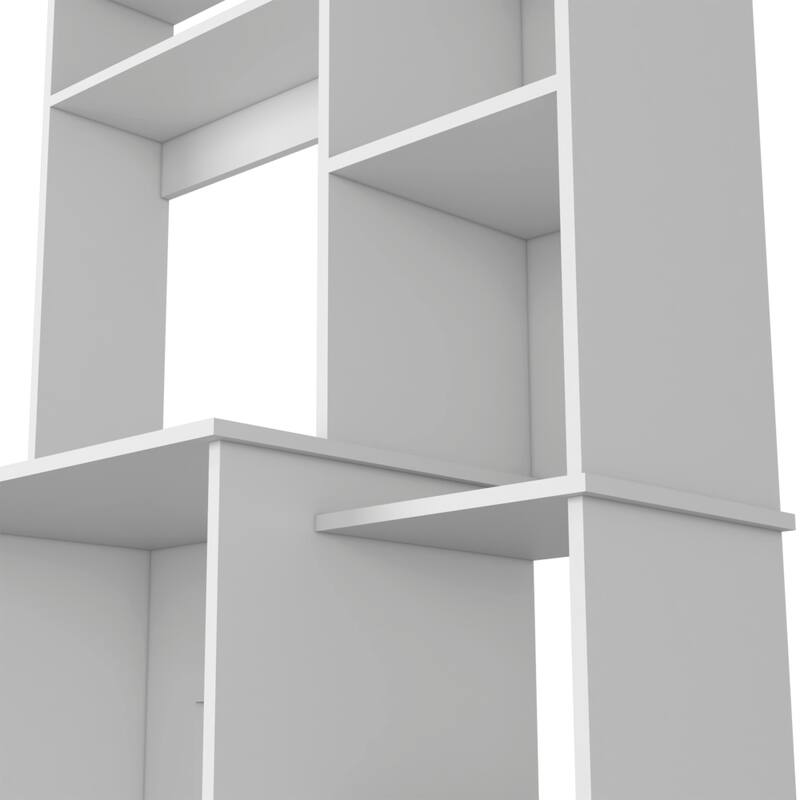 Modern Computer Desk with 5 Cubbies Hutch